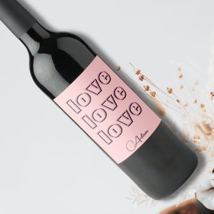 Cool Candy Pink Clean 3 x Love   Pastel Rose Wine Label