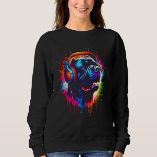 Cool Cane Corso Dog Headphone Music Art Christmas Sweatshirt