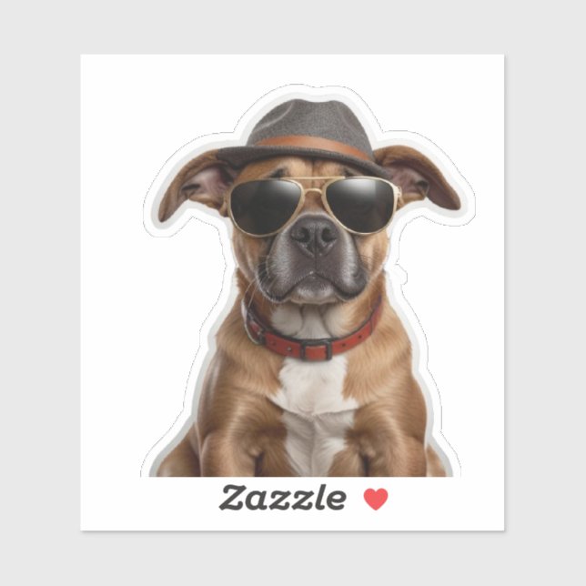 Cool Canine: Dog with Hat and Sunglasses Sticker (Sheet)