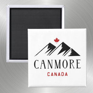 Cool Canmore Canada Mountains Maple Leaf  Magnet