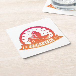 Cool Captain Anchor Boat And Sailing Retro Square Paper Coaster