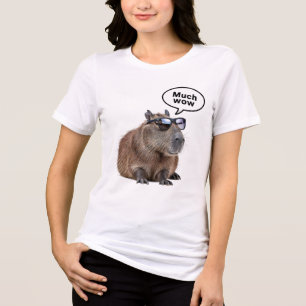 Cool Capybara Photo Sunglasses-Wearing Capybara Tri-Blend Shirt