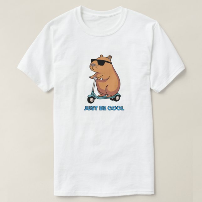 Cool Capybara Scooter Ride – Funny Chill Vibes Tee (Design Front)