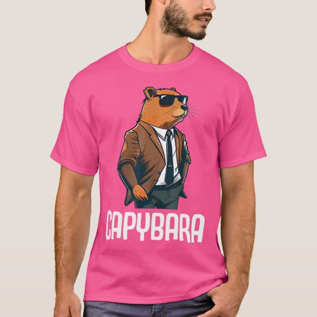 Cool Capybara Sunglasses Water Pig South America C T-Shirt (Front)