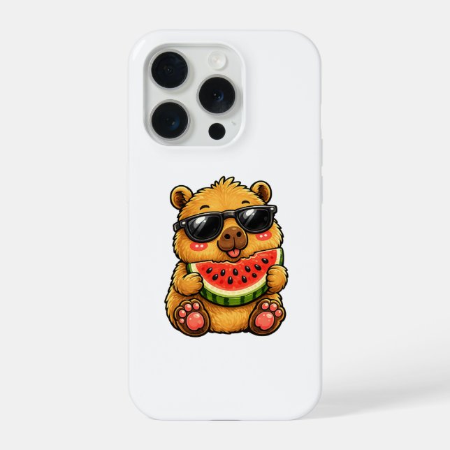 Cool Capybara Watermelon Summer iPhone Case (Back)