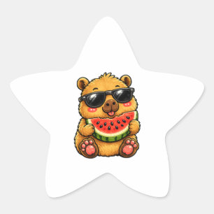 Cool Capybara Watermelon Summer Star Sticker