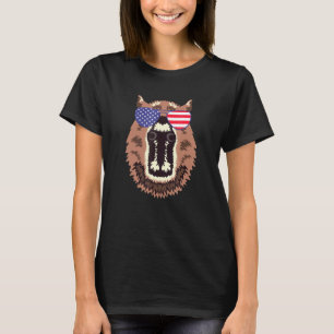 Cool Capybara Wearing Usa Flag Sunglasses Us Ameri T-Shirt