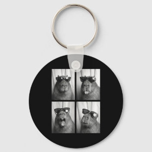 Cool Capybara With Sungles Photobooth Funny Rodent Key Ring