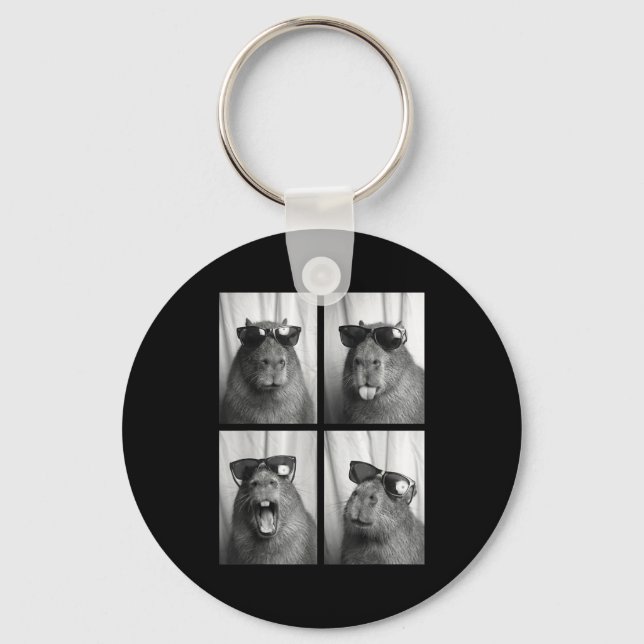 Cool Capybara With Sungles Photobooth Funny Rodent Key Ring (Front)