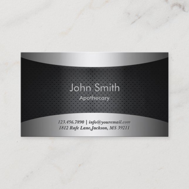 Cool Carbon Black Apothecary Business Card (Front)
