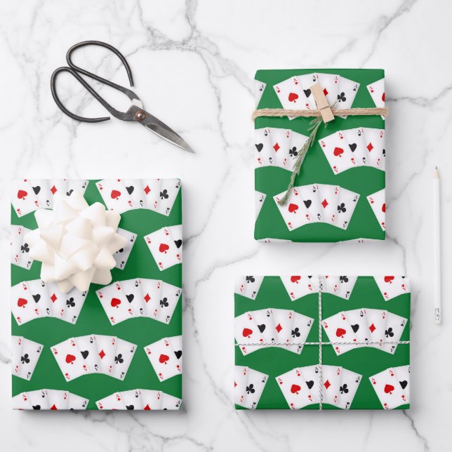 Cool card suit pattern casino wrapping paper sheet (Front)