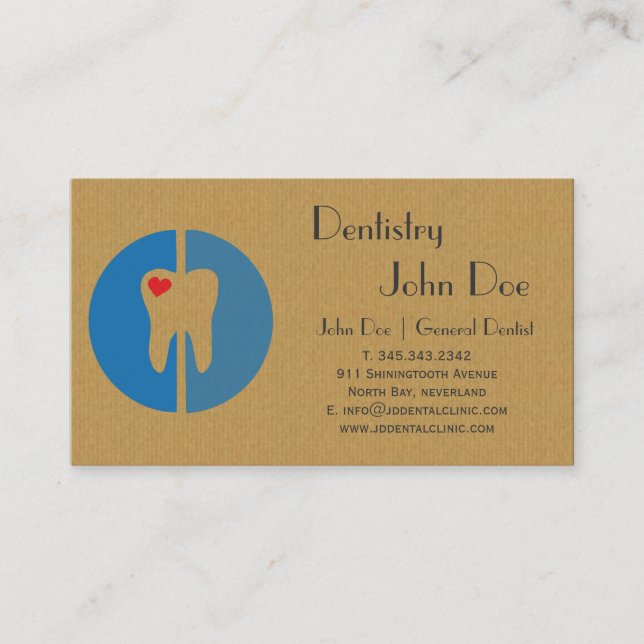 Cool cardboard dental logo business card (Front)