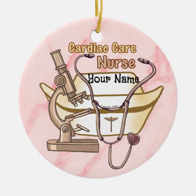 Cool Cardiac Nurse Ceramic Tree Decoration (Front)