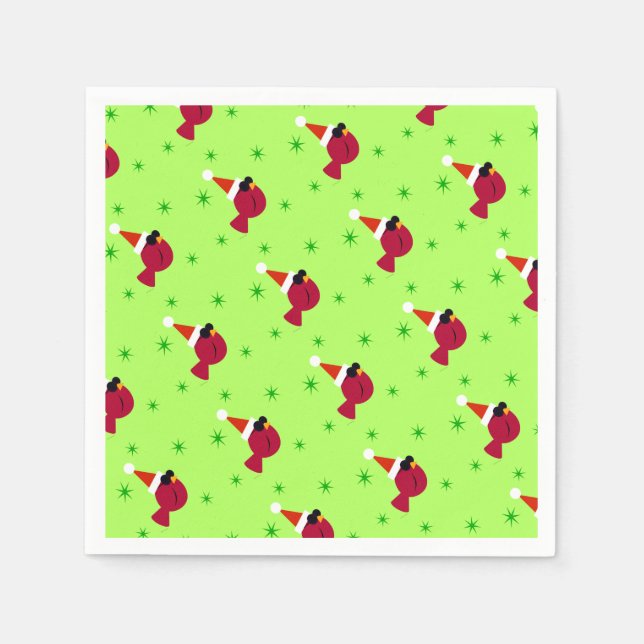 Cool Cardinal Christmas Party Cocktail Napkins (Front)