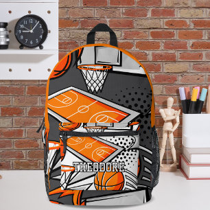 Cool Cartoon Basketball Items Pattern Monogram Printed Backpack