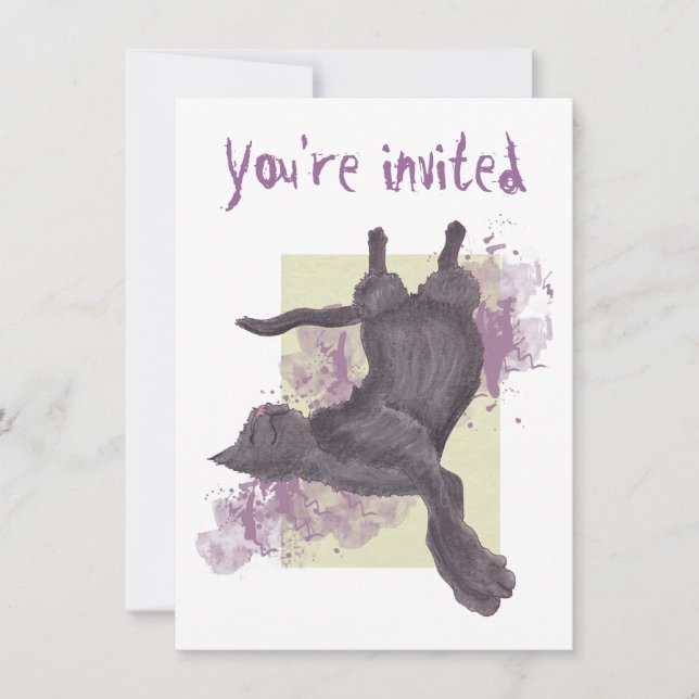 Cool Cartoon Cat Birthday Invites (Front)