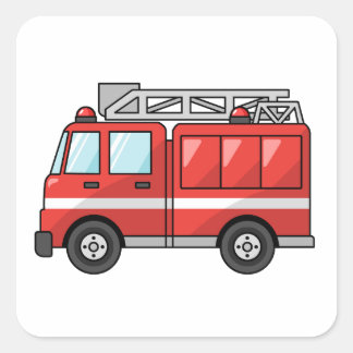 Cool Cartoon Fire Truck/Engine Square Sticker