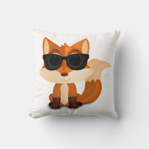 Cool Cartoon Fox Wearing Sunglasses Cute Woodland Cushion