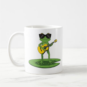 Cool Cartoon Frog Playing Guitar Illustration Coffee Mug