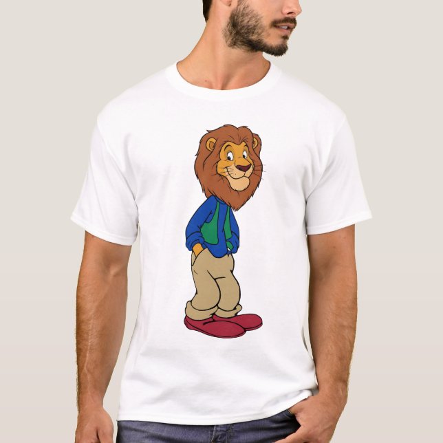 Cool Cartoon Lion Mascot T-Shirt Design (Front)