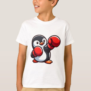 Cool Cartoon Penguin Boxer Design T-Shirt
