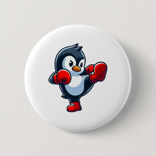 Cool Cartoon Penguin Boxing Fighter  6 Cm Round Badge