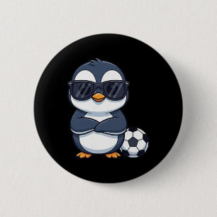 Cool Cartoon Penguin Soccer Player  6 Cm Round Badge