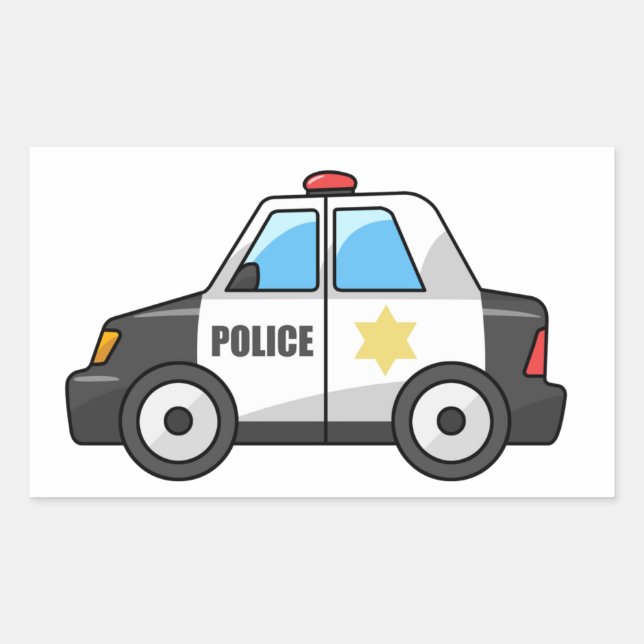 Cool Cartoon Police Car Rectangular Sticker (Front)