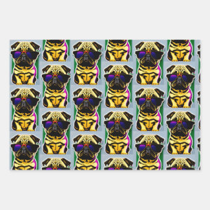 Cool Cartoon Pug Wrapping Paper 