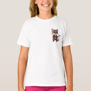 Cool Cartoon Rock Star Fox Playing Red Electric Gu T-Shirt