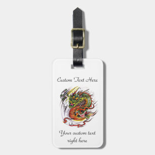 Cool cartoon tattoo symbol oriental Dragon Luggage Tag