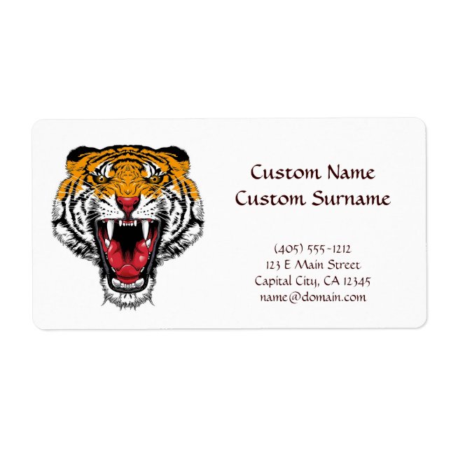 Cool cartoon tattoo symbol roaring feral tiger (Front)