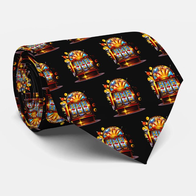 Cool Casino sign tiled pattern  Tie (Rolled)