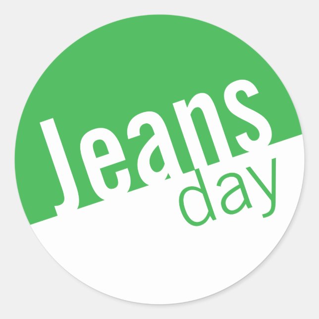 Cool Casual Denim Jeans Day Stickers Green (Front)
