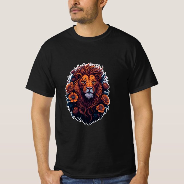 cool casual with  "Ferocious Lion Design" T-Shirt (Front)