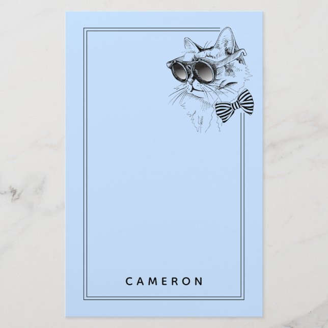 Cool Cat | Add Your Name Stationery (Front)