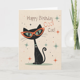 Cool Cat Birthday Card | Funny Mid-Cen