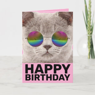 COOL CAT BIRTHDAY CARD, WEARING SUNGLASSES CARD