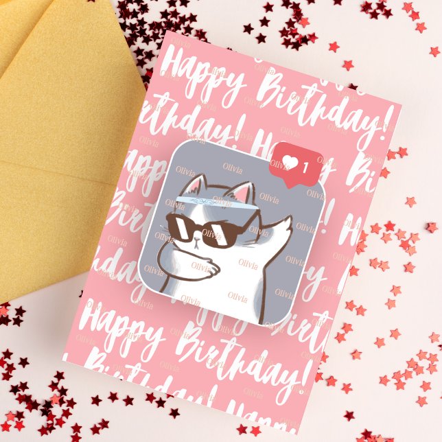 Cool Cat Birthday Dap Card  (Cool Cat Birthday Dap Card )