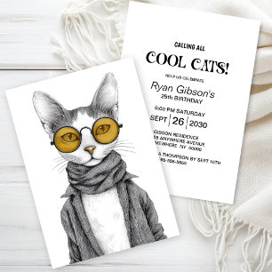 Cool Cat Birthday Party Invitation