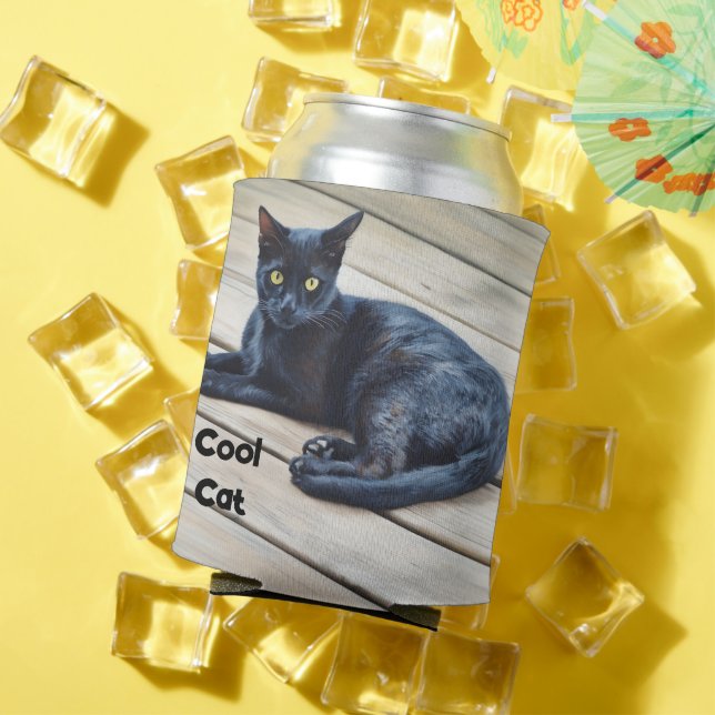 Cool Cat Black Cat Cosy Can Cooler (In Situ Summer)
