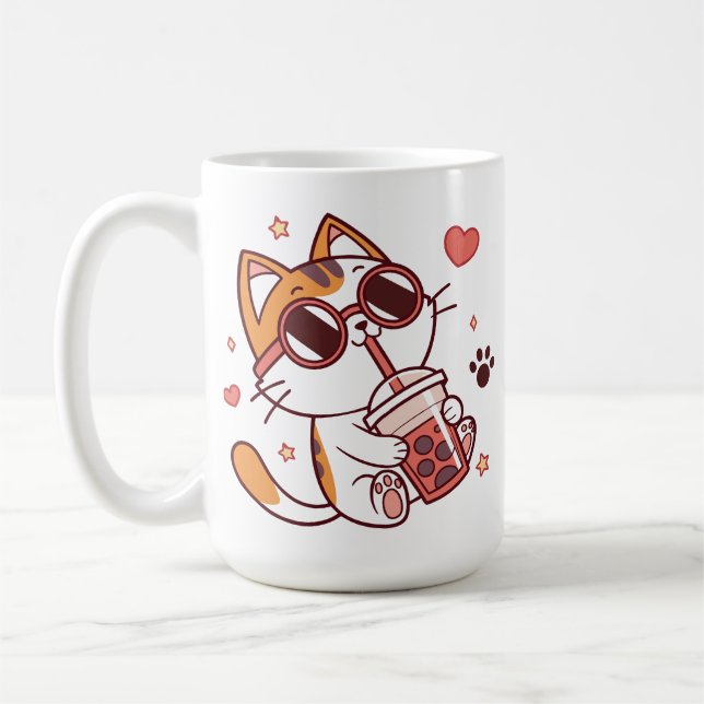Cool Cat Boba Tea Mug – Cute Coffee & Tea Cup (Left)