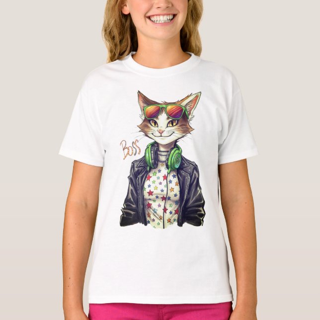 Cool Cat Boss – Funny Cat Lover Gift Idea T-Shirt (Front)