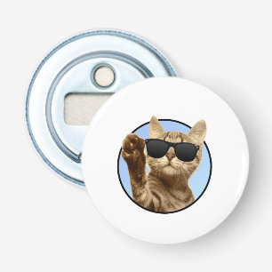 Cool Cat Button Bottle Opener 