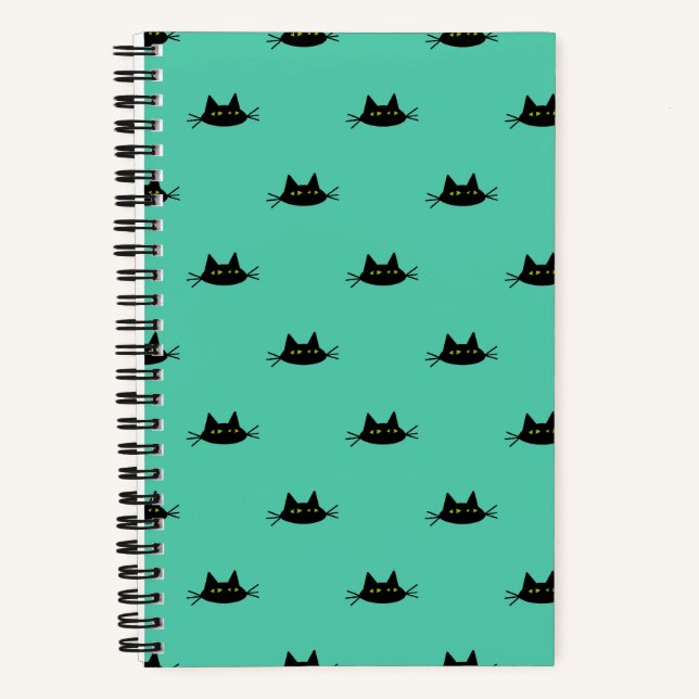 Cool Cat Cadence Notebook (Teal) - Smug Cat Faces (Front)