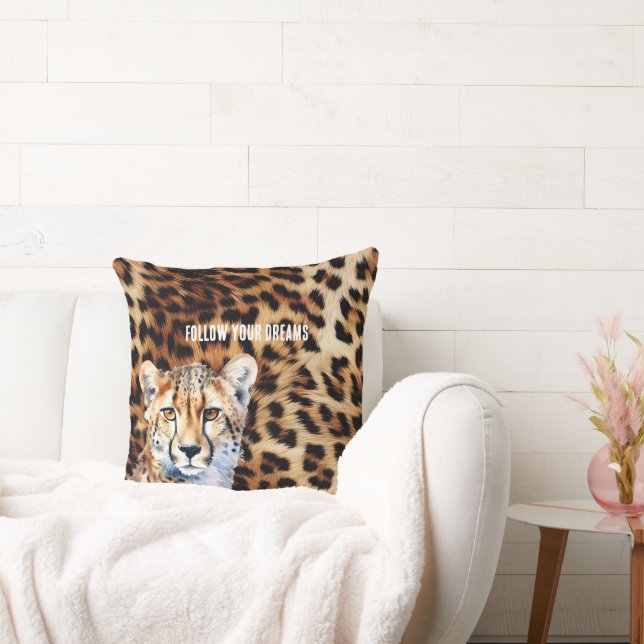 Cool Cat Cheetah Leopard Print Cushion (Couch)