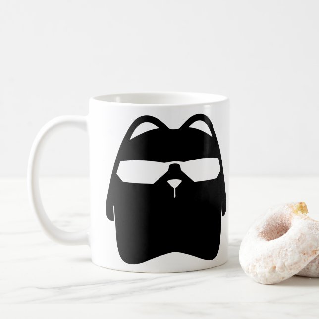 Cool Cat Coffee Mug, Secret Agent, Sunglasses  Coffee Mug (With Donut)