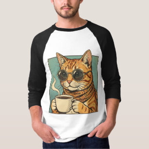 Cool Cat Coffee Retro Style Design for Cat Lovers T-Shirt