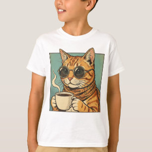 Cool Cat Coffee Retro Style Design for Cat Lovers T-Shirt