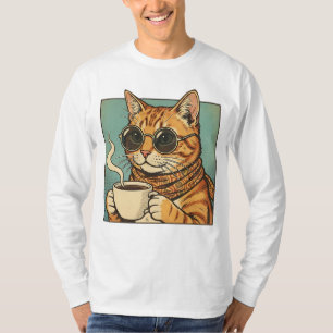 Cool Cat Coffee Retro Style Design for Cat Lovers T-Shirt